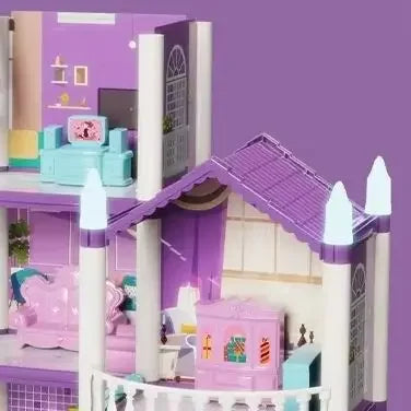 Large Doll House Assembly Villa House 3D Diy Dream Princess Castle Villa Assembly Doll House Set Toy Girl Pretend Family Toy