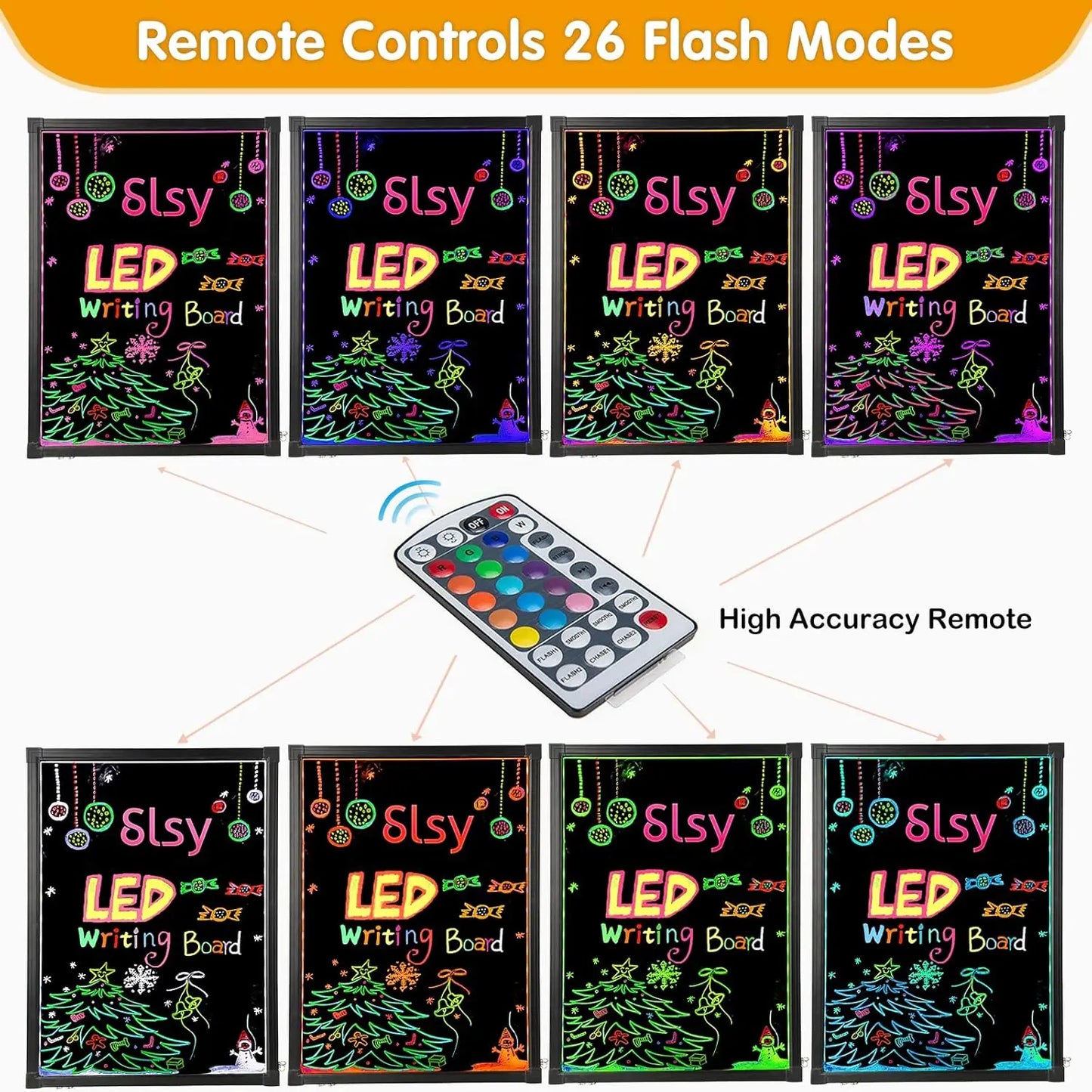 28x20 Inch LED Neon Message Board with Remote, 12 Colors & Flashing Modes, Erasable Menu Sign for Restaurants and Parties
