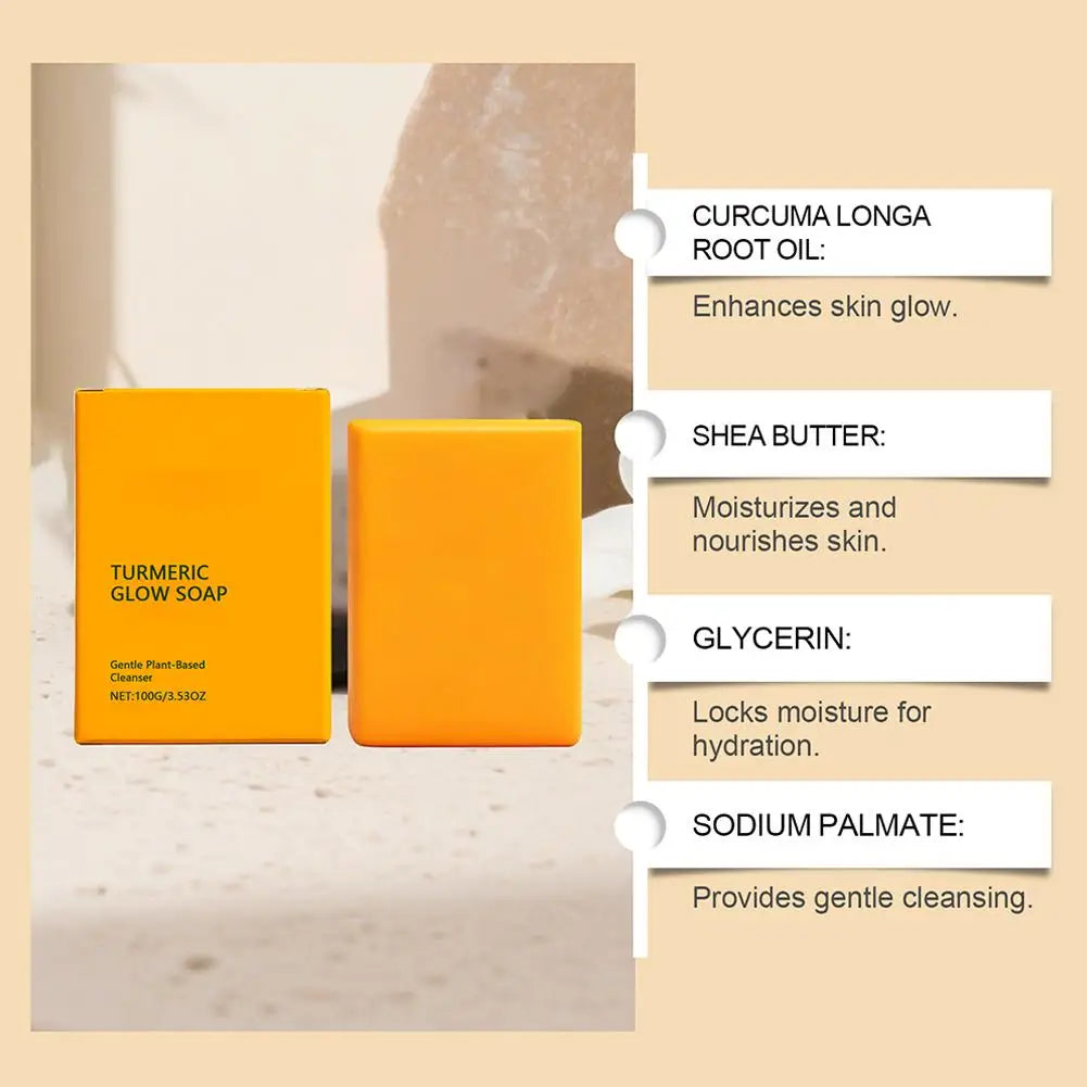 Turmeric Glow Soap Bar for Face ＆ Body with Shea Butter, Brighten Hydrating Body Wash & Face Wash for Dark Spots, Even Skin Tone