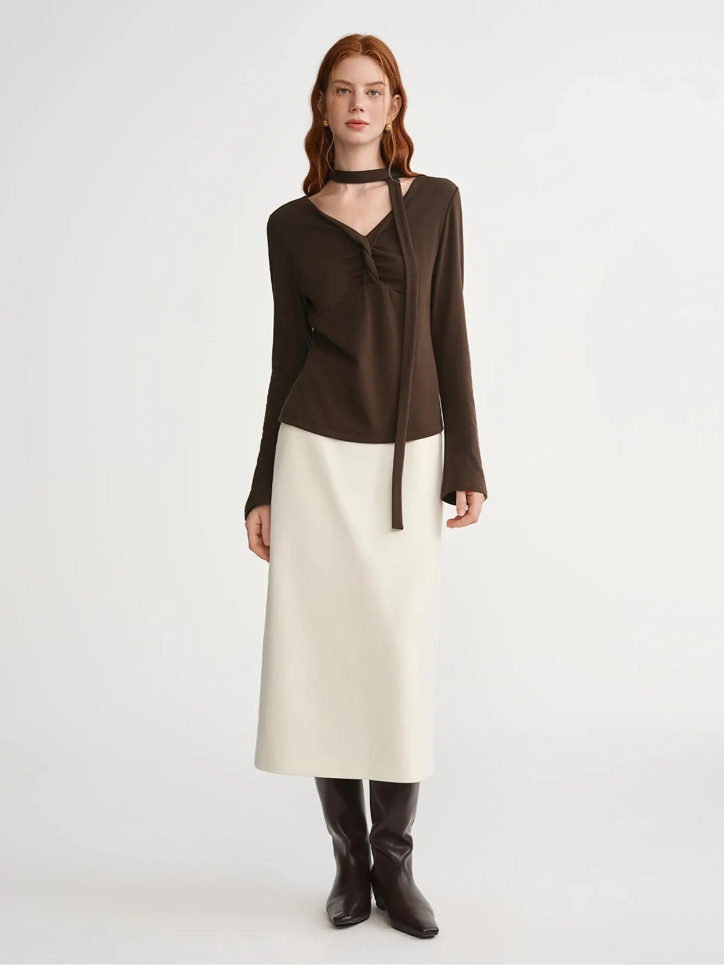Plus Size Retro Brown Twist T-Shirt