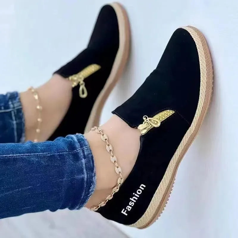 Black Flats Women's Sports Shoes Spring Summer Designer Walking Casual