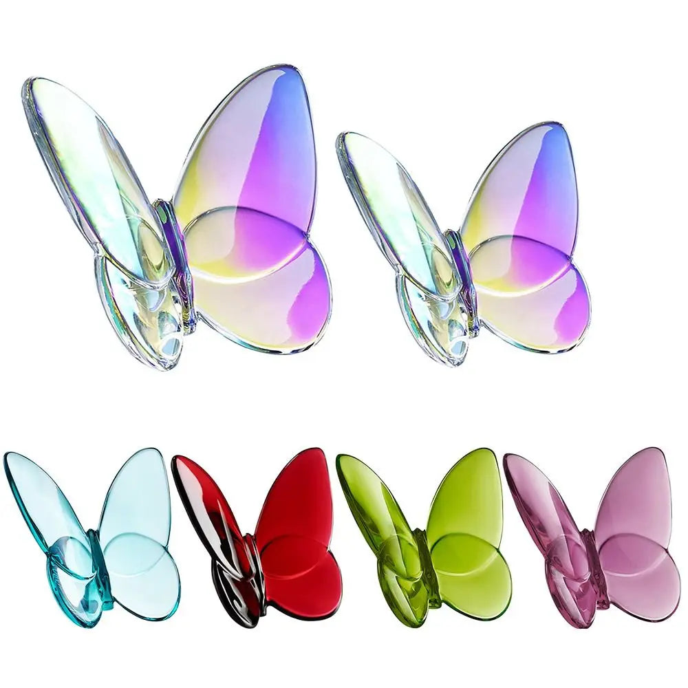 Multiple Color Crystal Butterfly Figurines Reflective Clear Crystal Glass Butterfly Ornament Vivid Super Winkling