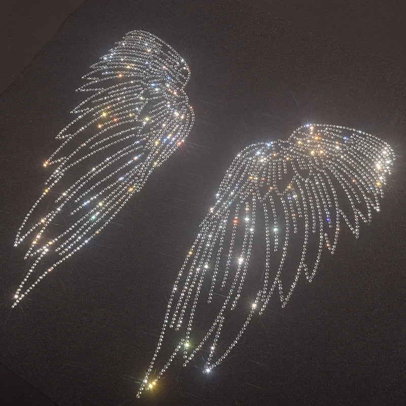 Sparkling Angel Wing Rhinestone Iron-On Transfers for Apparel, Bags & Home Decor – Glitter Heat Transfer Patches DIY Embellishment