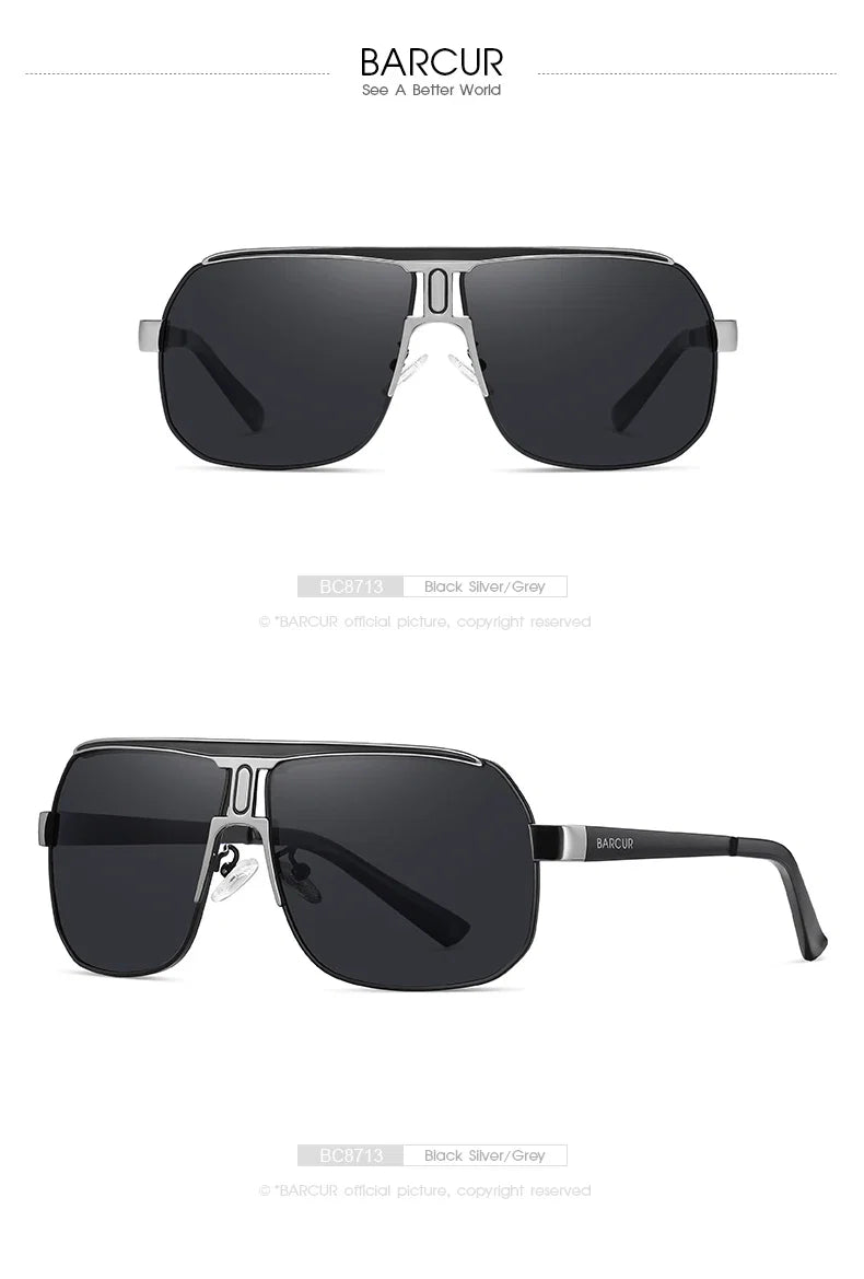 BARCUR Polarized Sunglasses for Men – Trendy UV400 Gradient Lens Oval Comfortable Frame Sports Driving Hiking Fishing Outdoor Fashion Eyewear with Durable Stainless Steel Frame – Casual Apparel Accessory Gift for Him