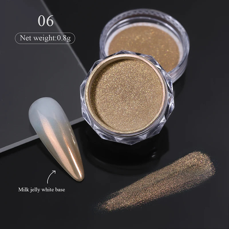 1Box Moonlight Nail Powder Silver Fine Glitter Metallic Effect Pigment UV Gel Polish Dust Aurora Nail Decorations