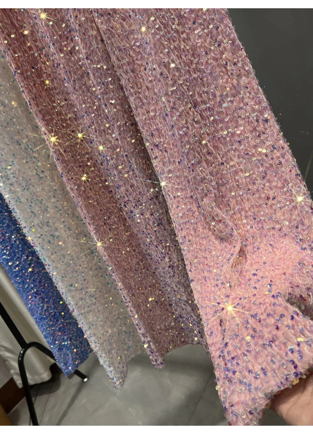 Korean Sequins Autumn And Winter Wide-leg Pants Lengthened And Thickened Drapey Mopping Pants Shiny Casual Straight-leg Pants