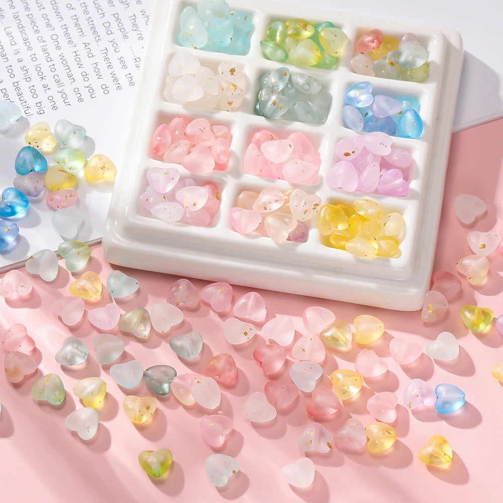 50pcs/lot Acrylic Heart Beads Gradient AB Color Large Crystal Loose Spacer Beads for Necklace Bracelet Pendant Jewelry Making