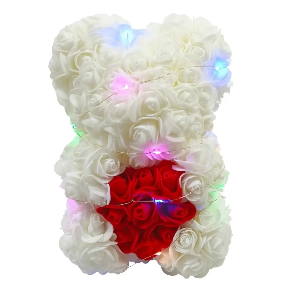 25cm Artificial Teddy Rose with LED Strip Romantic Valentines Day Gift Flower Bear Multicolors Girlfriend Women Anniversary Bear
