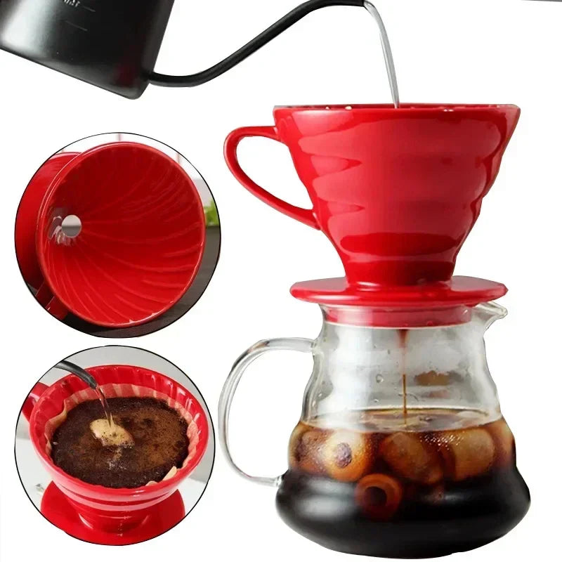 Ceramic Coffee Dripper – Engine-Style Pour Over (Reusable, 1–4 Cups)-1