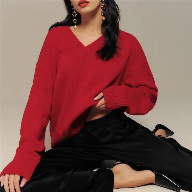Solid Color Knitted Wool Sweater