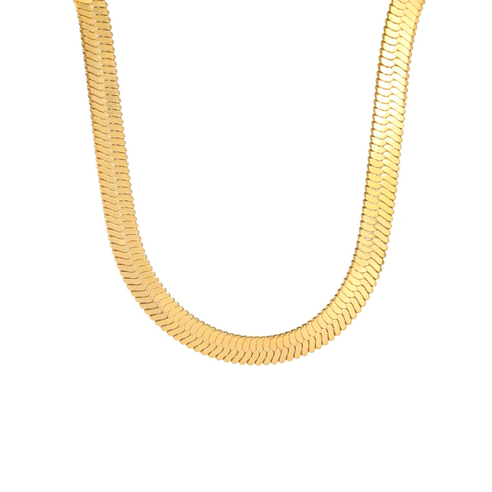 HIPEE Classic Stainless Steel Flat Snake Bone Chain Necklace Gold Waterproof Herringbone Snake Chain for Men Women Jewelry Gift