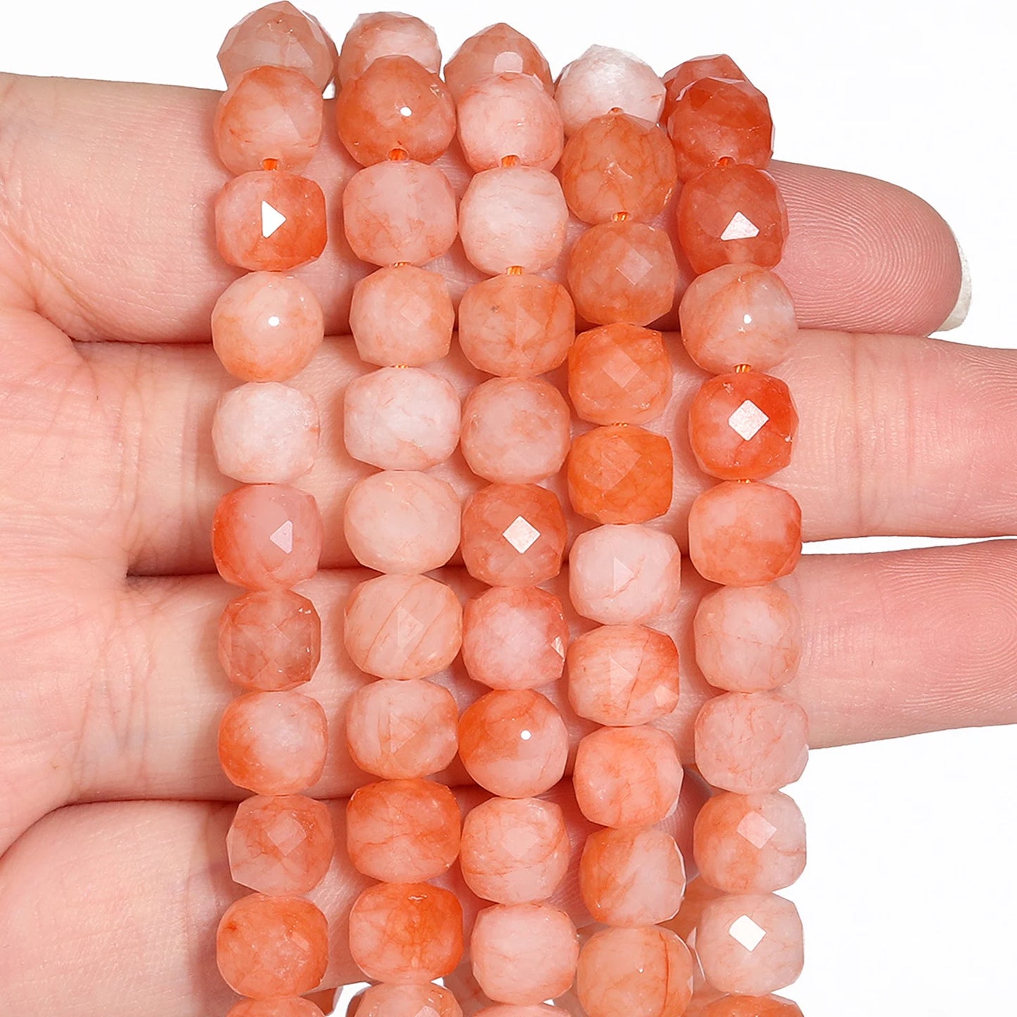 Natuurlike Ametis Krale 7-8mm Gefacetteerde Vierkantige Kubus Geometriese Vorm Los Krale vir Juweliersware Maak DIY Bykomstighede