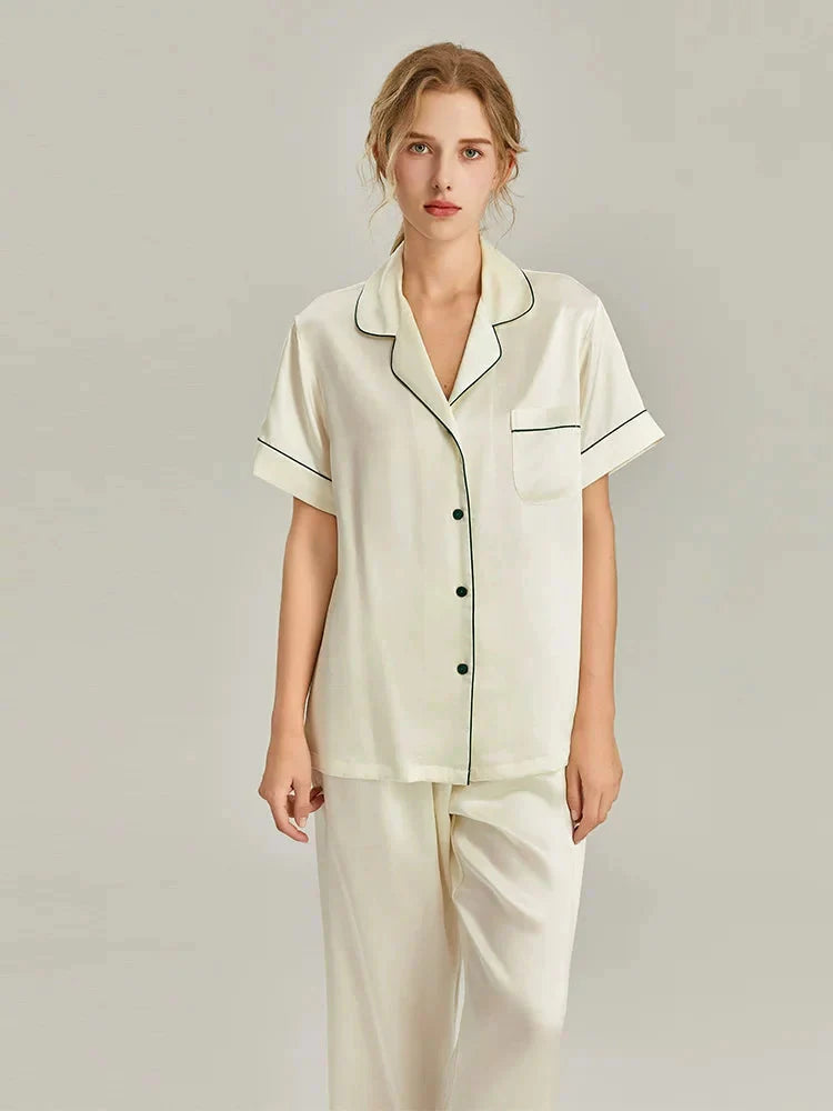 Women's Pink Silk Pajamas Short Sleeve Real Silk Sleepwear