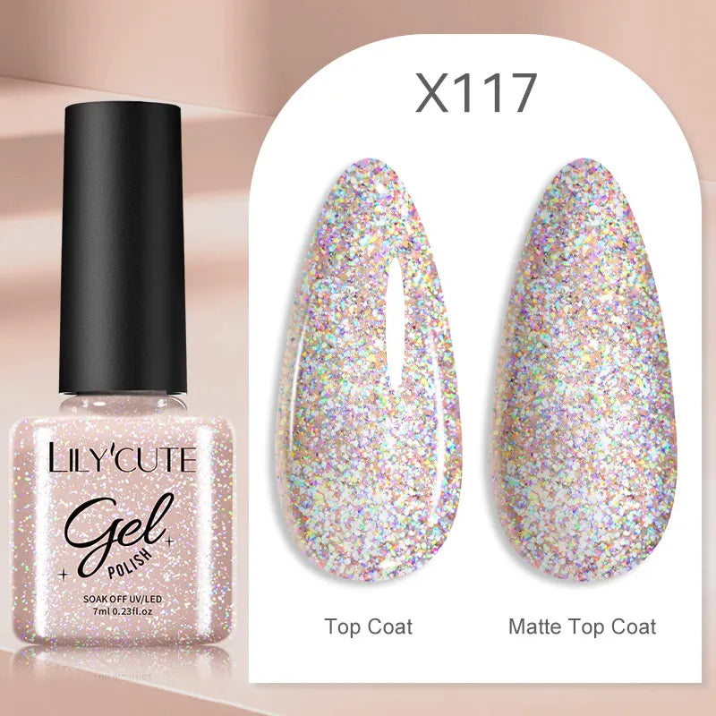 LILYCUTE 7ml Neon Reflective Nail Gel Polish Dark Flash Glitter Effect Fluorescent Gel Soak Off UV Gel Summer Nail Art Varnish