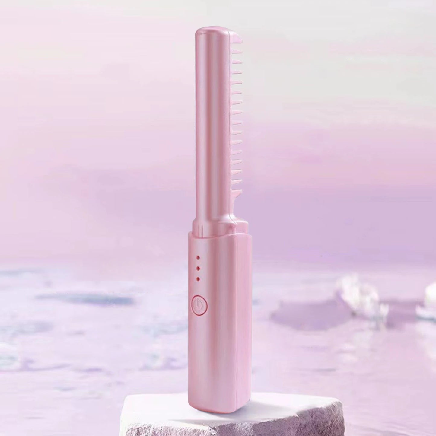 Cordless Hair Straightening Comb Rechargeable Travel Hair Straightener Portable Straightening Comb for Smooth Frizz-Free Hair