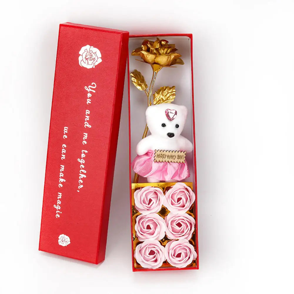22 Flowers Soap Flower Gift Rose Box Valentines Day Gift Bears Bouquet Wedding Decoration Gift Festival Heart-shaped Box