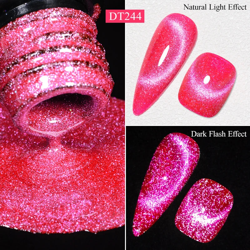 MEET ACROSS 7ml Reflective Glitter Gel Nail Polish Glitter Reflective Effect Semi Permanent UV LED Nail Art Gel Varnish Manicure