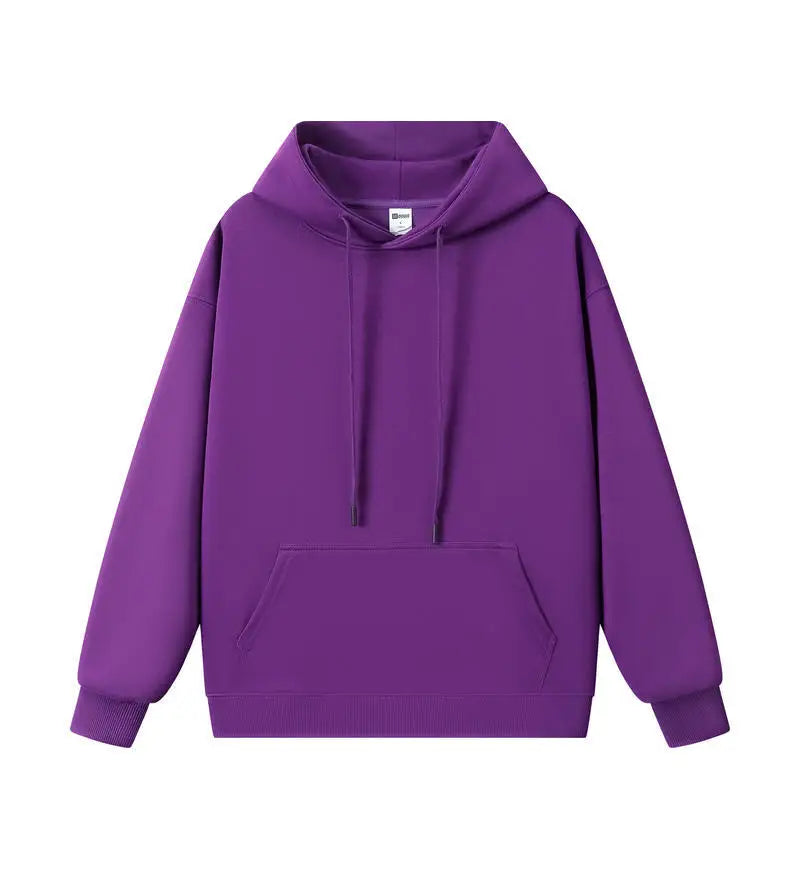 New Men's Cotton Hooded Loose Fit Hoodie Streetwear Pullover American Style Solid Color Long Sleeve Casual Essentials Hoodies
