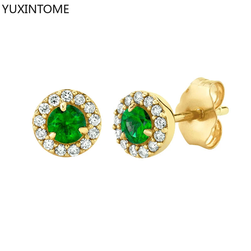 925 Sterling Silver Ear Needle Green Zircon Stud Earrings for Women Luxury Long Chain Geometric Gold Earrings Fashion Jewelry