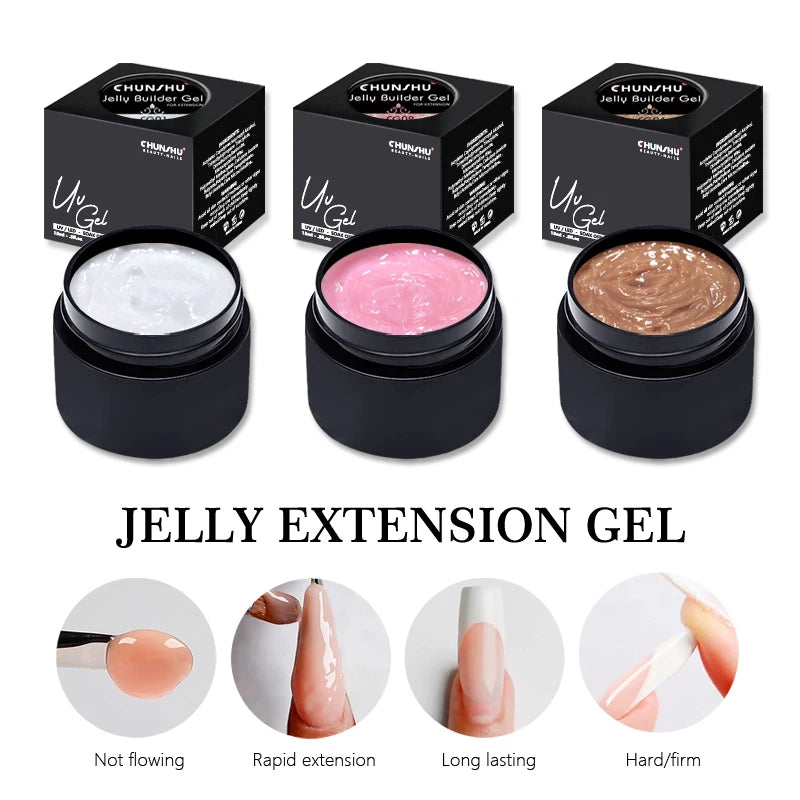New Poly Builder Jelly Gel For Nail Extensions 32 Colors Crystal Hard Gel Nails Varnish Glitter 3D Thick Gels Nail Art Manicures