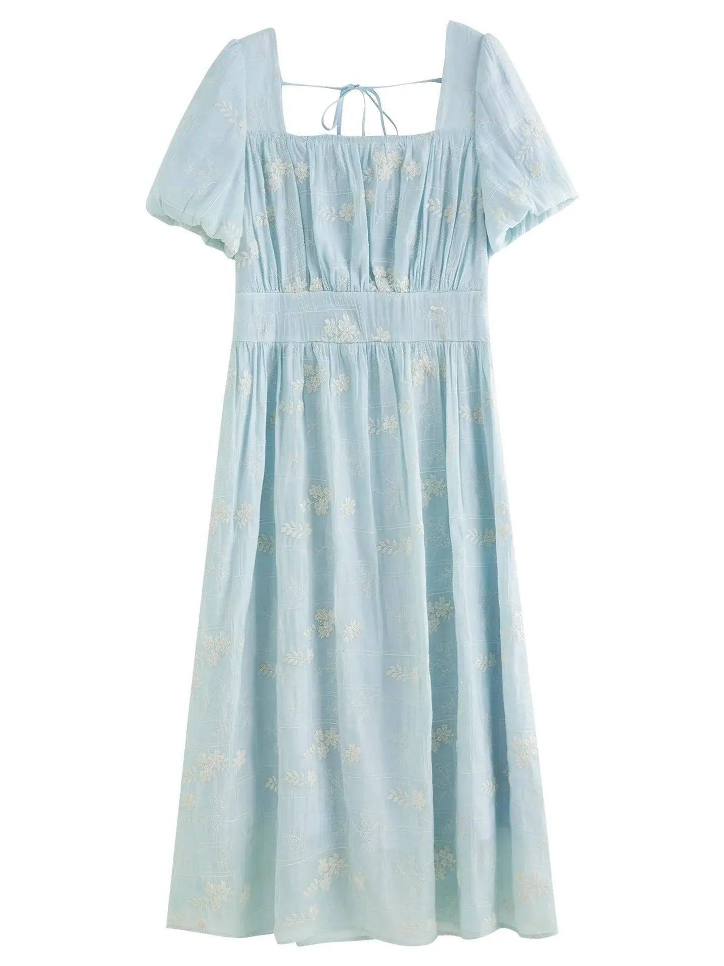 Women's Floral Embroidered Tea Length Dress