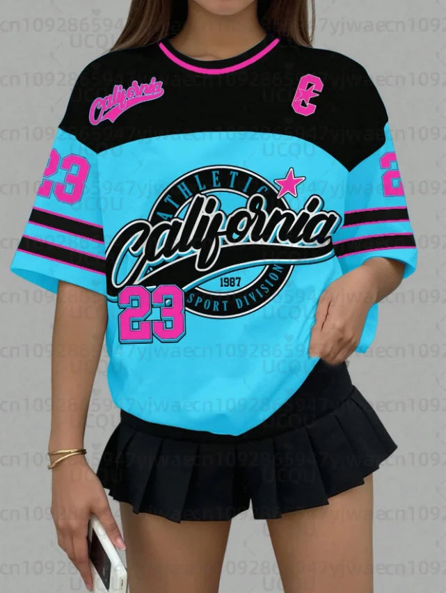 Women's Sports Jersey California 23 Print Short Sleeve T-Shirt Summer Graphic Tee Baseball Jerseys Plus Size Men's Sport T-Shirt