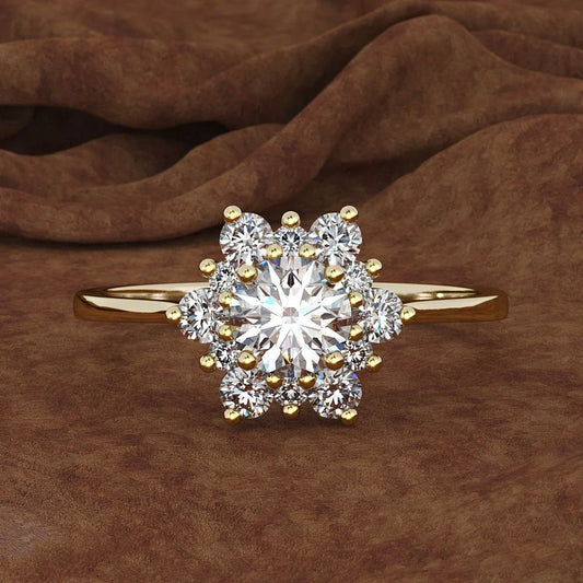 Unazë Luksoze Fejese për Femra, Ari i Verdhë 14K me Diamant 1.5 Karat, Unazë Martese me Gurë të Çmuar Anillos, Ari 14K dhe Diamant