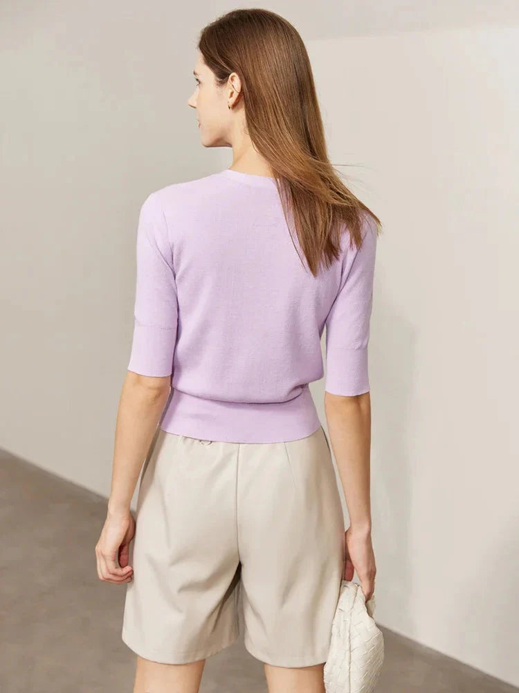 Slim V-Neck Knitted Cardigan Women’s Top