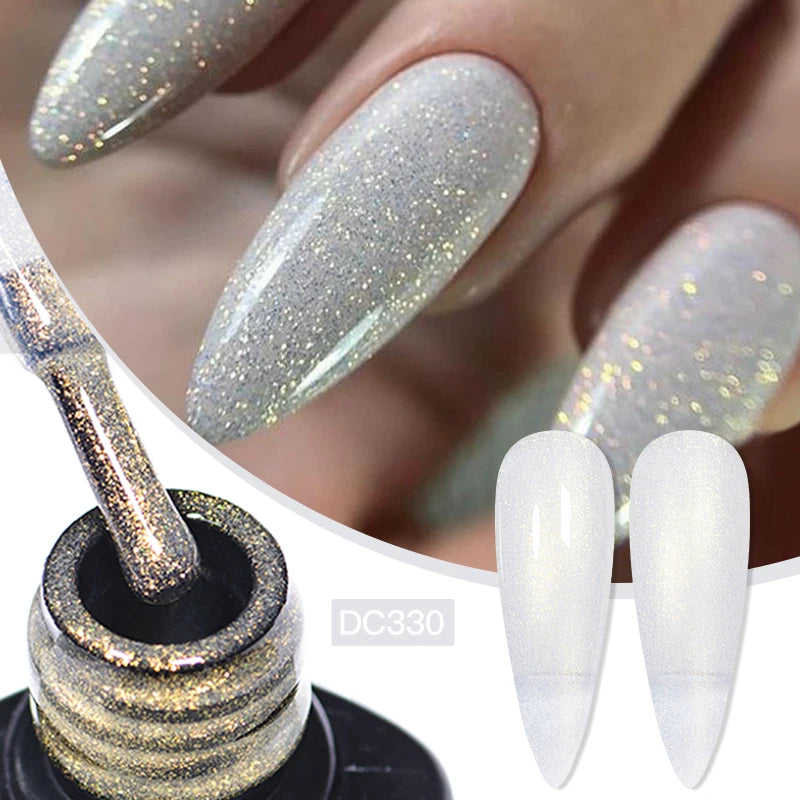 7ml Glitter Reflective Gel Nail Polish Sparkling Soak Off UV LED Gold Silver Black Pink Gel Polish Starter Kit For Home Salon