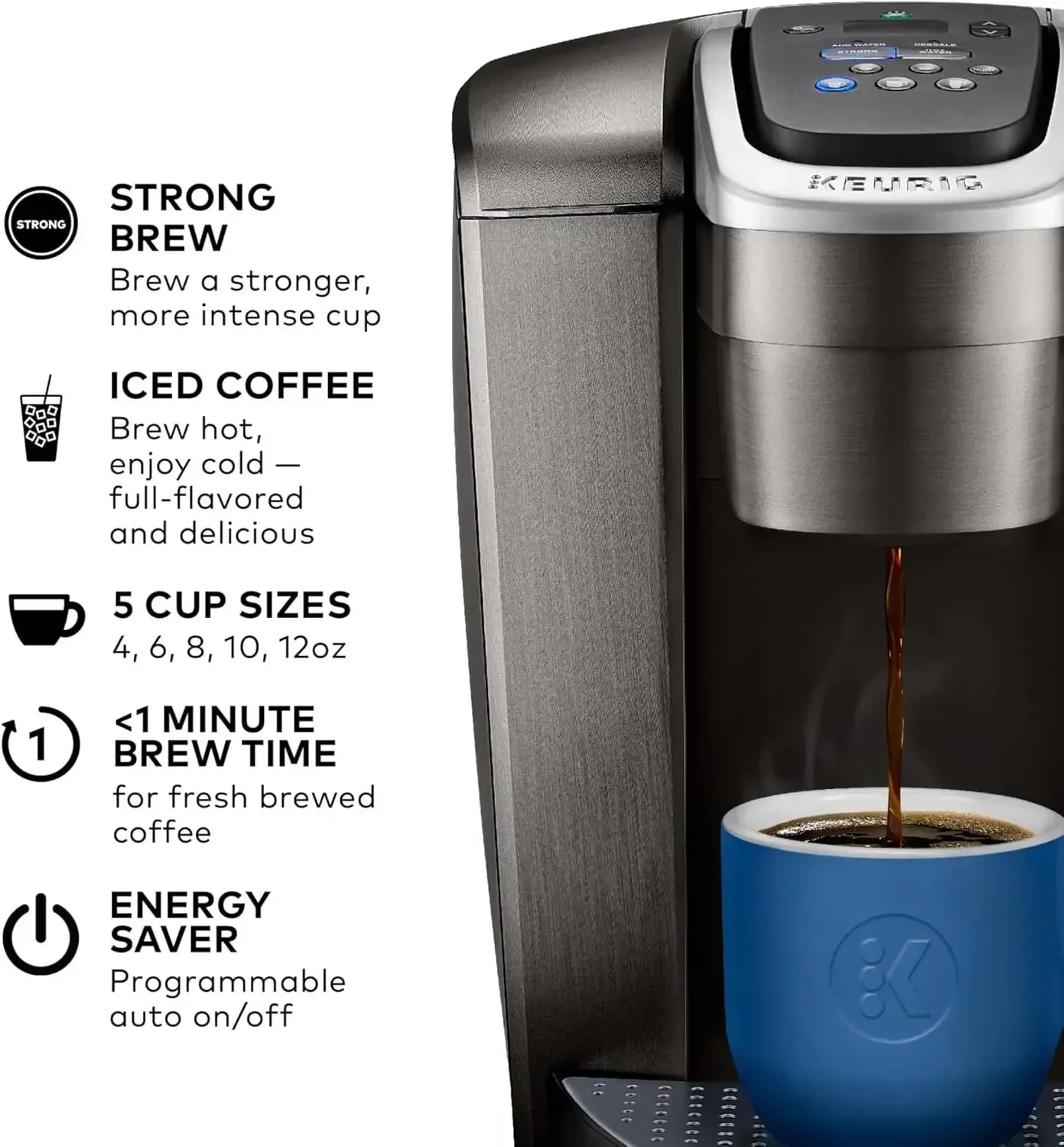 Single Serve K-Cup Pod Coffee Maker, with Strength and Temperature Control, Iced Coffee Capability, 8 To 12oz Brew Size-1