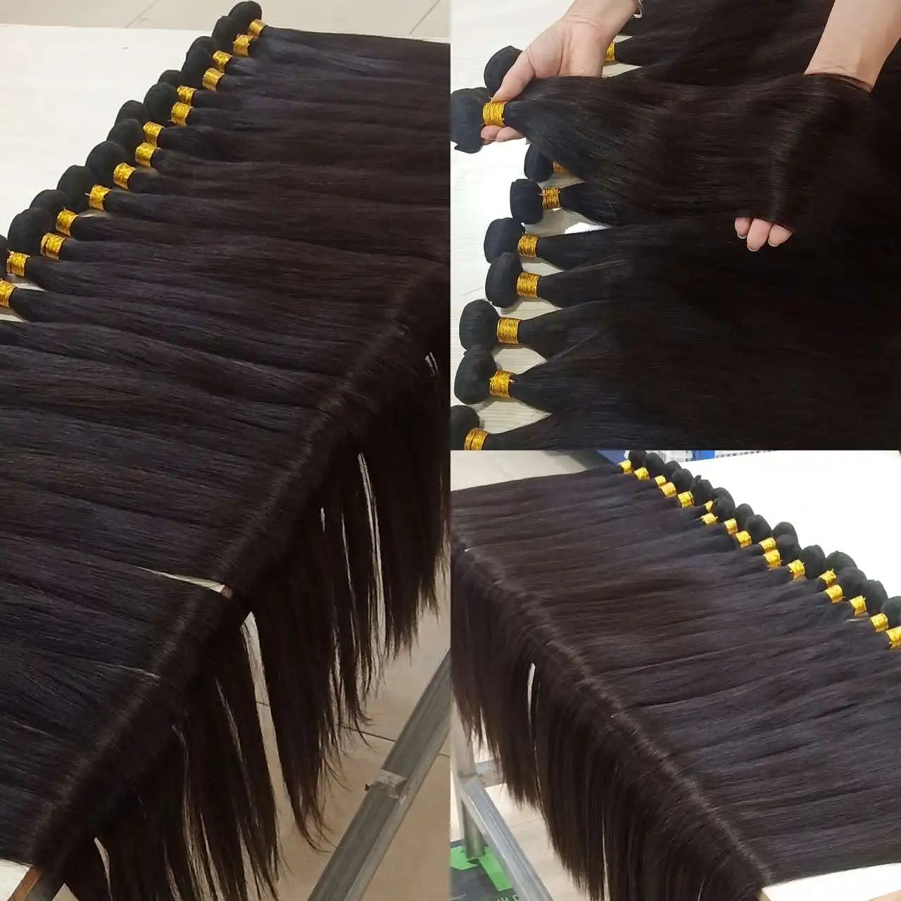 Wholesale 30 34 Inch human hair bundles Bulk Peruvian Bone Straight Bundles Remy Hair Weaving Tape In 100% Human HairExtension