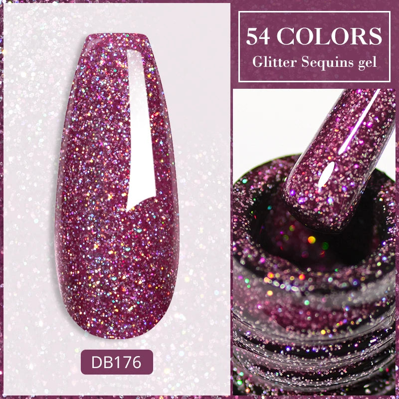7ml Glitter Reflective Gel Nail Polish Sparkling Soak Off UV LED Gold Silver Black Pink Gel Polish Starter Kit For Home Salon