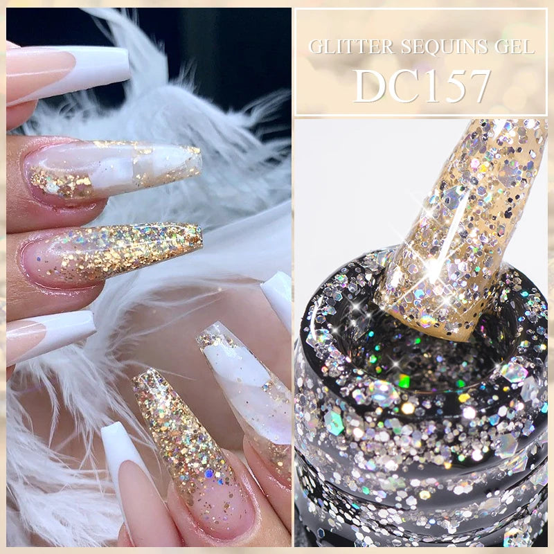 7ml Glitter Reflective Gel Nail Polish Sparkling Soak Off UV LED Gold Silver Black Pink Gel Polish Starter Kit For Home Salon