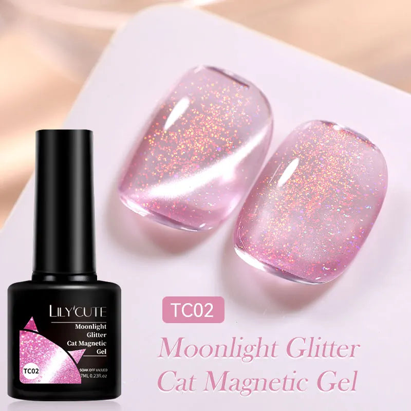 LILYCUTE 7ml Reflective Glitter Cat Magnetic Gel Nail Polish Semi permanent Soak Off UV LED Varnish Nail Supplies