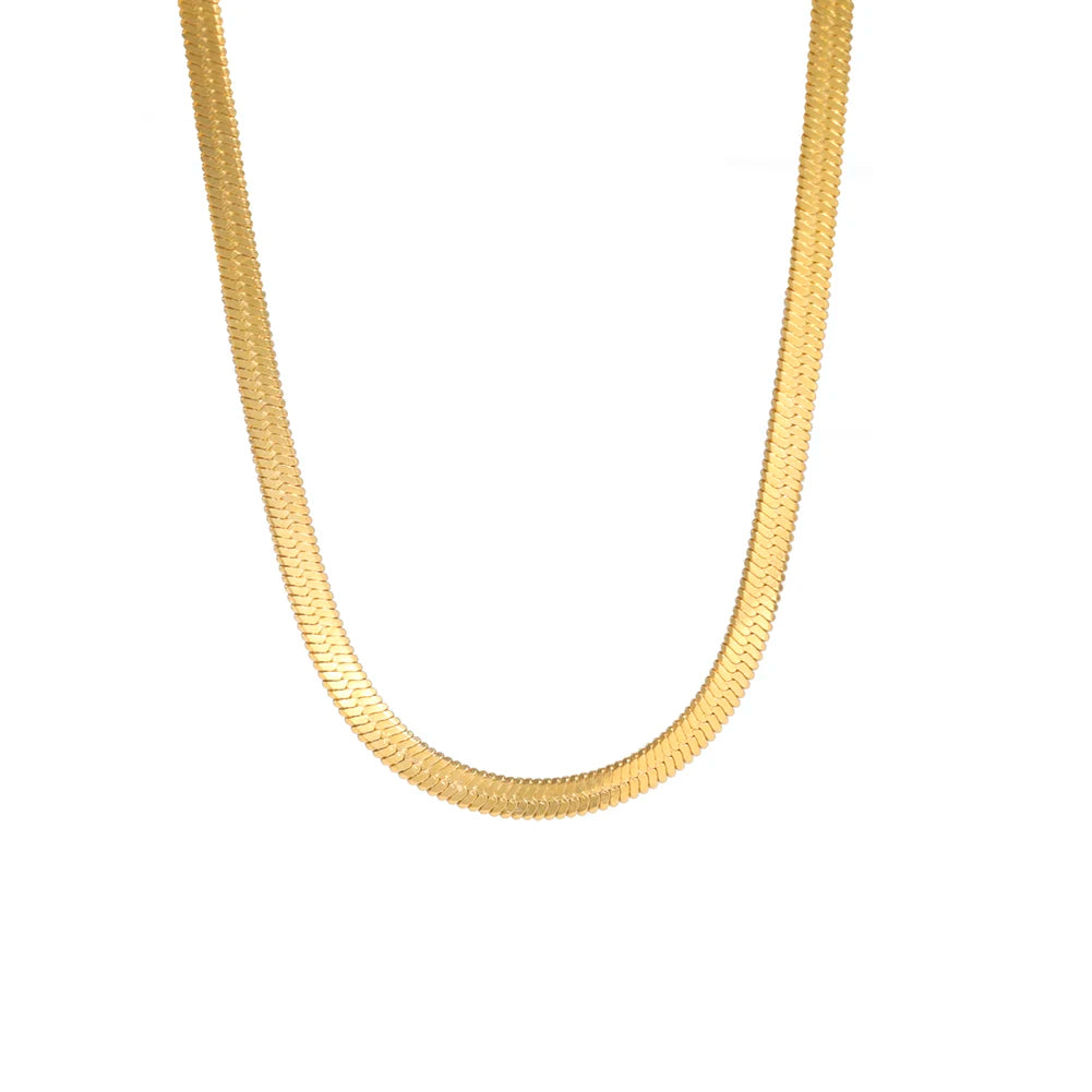 HIPEE Classic Stainless Steel Flat Snake Bone Chain Necklace Gold Waterproof Herringbone Snake Chain for Men Women Jewelry Gift