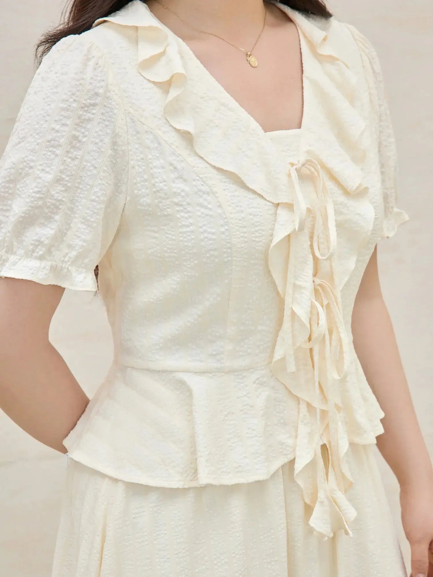 French Ruffle Plus Size Two-Piece Outfit