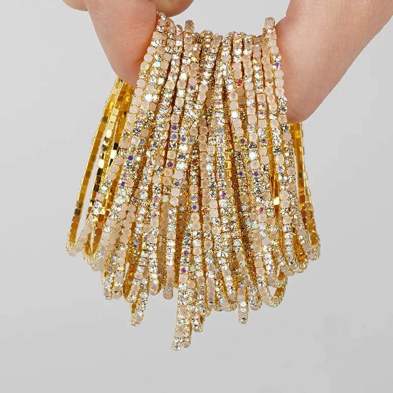 5pcs Fashion Colorful Acrylic Crystal Rhinestone Elastic Bracelet for