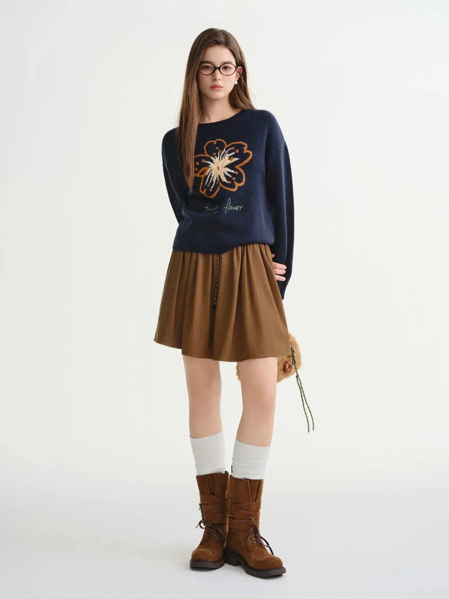 Women's Plus: Floral Knit Winter Pullover