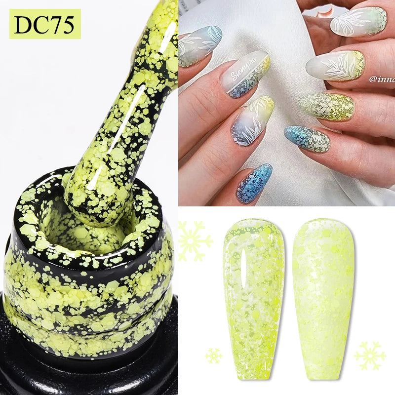 Mtssii 7ml Neon Snowflake Gel Nail Polish Fluorescent Gel UV LED Semi Permanent Glitter Snow Sequins Nails Art Design Varnishes