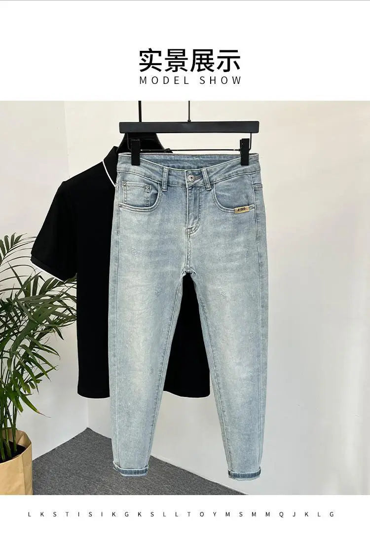 Men Skinny Jeans – Light Color Slim Fit Casual Fashion Denim