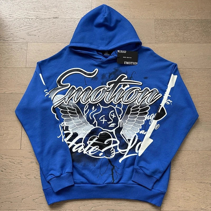 MIXED EMOTION 2-Piece Cotton Hoodie + Sweatpants Graffiti Print Sets