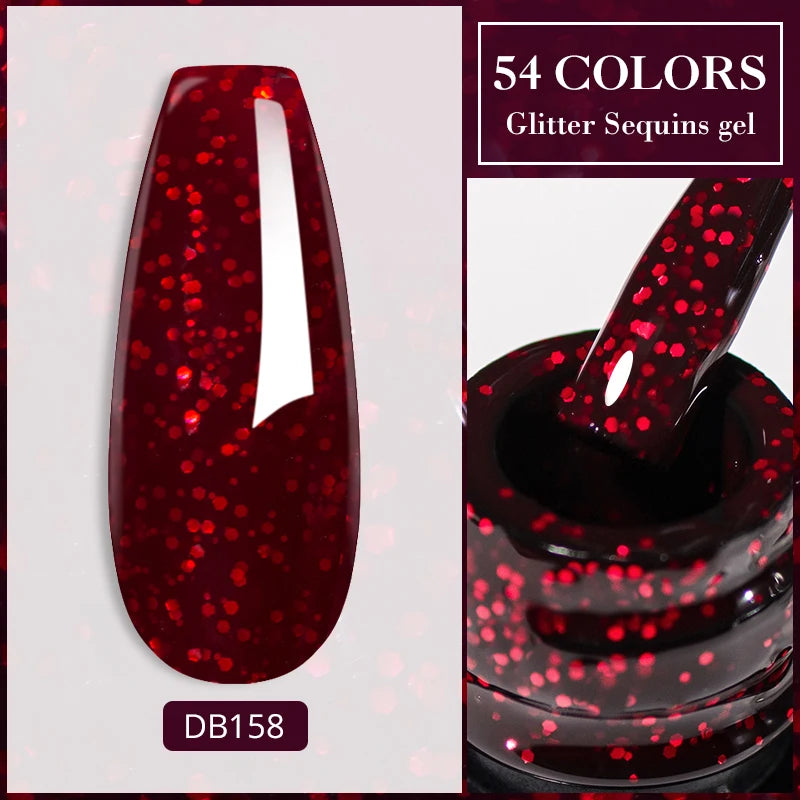 7ml Glitter Reflective Gel Nail Polish Sparkling Soak Off UV LED Gold Silver Black Pink Gel Polish Starter Kit For Home Salon