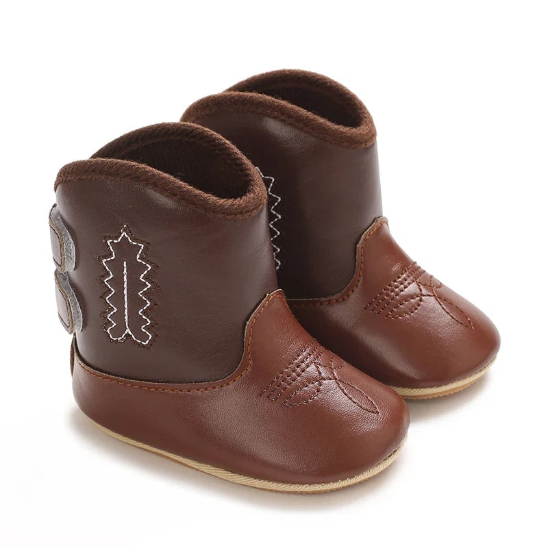 Western Denim Baby Winter Boots, Fashion Warm Casual First Walkers Shoes for Boys Girls 0-18 Months ﻿