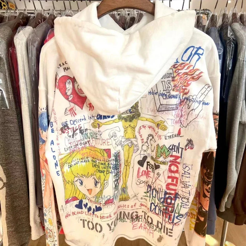 Saint Graffiti Loose Hoodie High Street Women's Men's Casual Full Print Hoody Sweatshirts Haikyuu