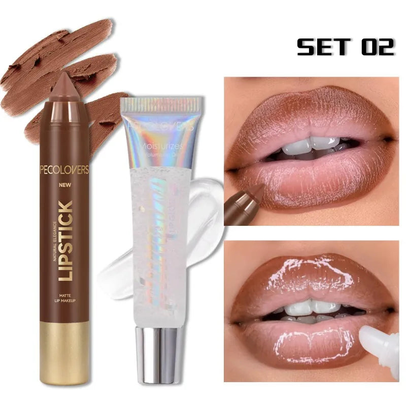 Lipstick SET, Lip Liner with Lip Gloss, Depicting The Contour of The Lips, Moisturizing The Lips, Charming Lips