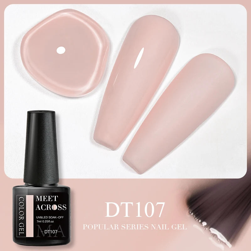 MEET ACROSS 7ml Reflective Glitter Gel Nail Polish Glitter Reflective Effect Semi Permanent UV LED Nail Art Gel Varnish Manicure