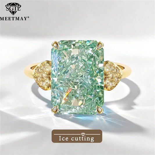 copper mint green rectangular Tanzanite blue sparkle ice cut zircon vintage fashion ring for women wedding luxurious colorful