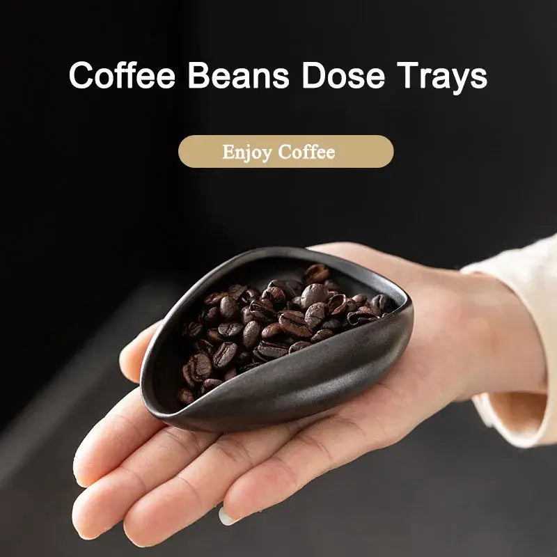 Ceramic Coffee Bean Dosing Cup Tray - Pottery Espresso Scoop for Precision Coffee Brewing-1