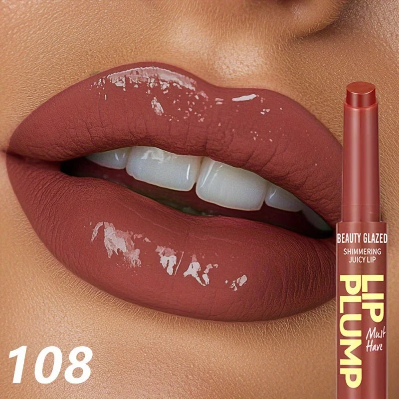 Shimmer Moisturizing Gloss Lipstick Pen Press-On Style Glossy Lip Care Cosmetics Dewy Lipstick 2in 1 Nourishing And Long Lasting