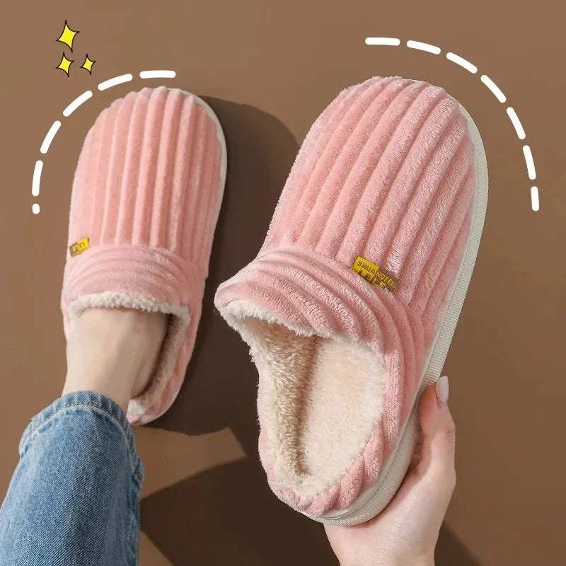 2025  New Soft Sole Slippers For Women Winter Fashion Women Fur Slippers Fuzzy Plush Men Slippers Warm Furry Women Cotton Shoes